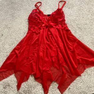 open front, lacey & sheer red lingerie
